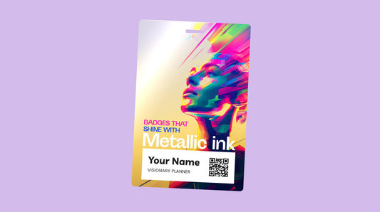 Discover how metallic ink transforms custom event badges into unforgettable branding tools. Learn the benefits, design tips, and event coordinator ideas for metallic badge printing.