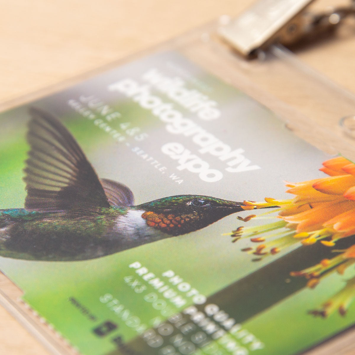 Elevate your brand with our 4x3 double-sided eco-friendly custom event badges. Crafted from premium 9.5 pt direct thermal paper, these personalized event badges offer durability and bring your designs to life with stunning detail and clarity.
