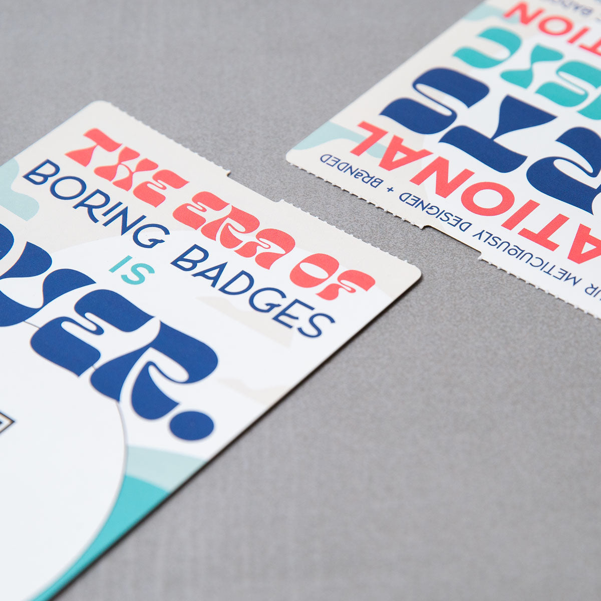 Elevate your promotional event, corporate conference, or trade show with our 4x6 vibrant, high-quality double-sided, no notch custom event badges. Crafted from premium 9.5 pt direct thermal paper featuring eco-friendly event badge printing, these durable personalized event badges showcase your designs with stunning detail and clarity.