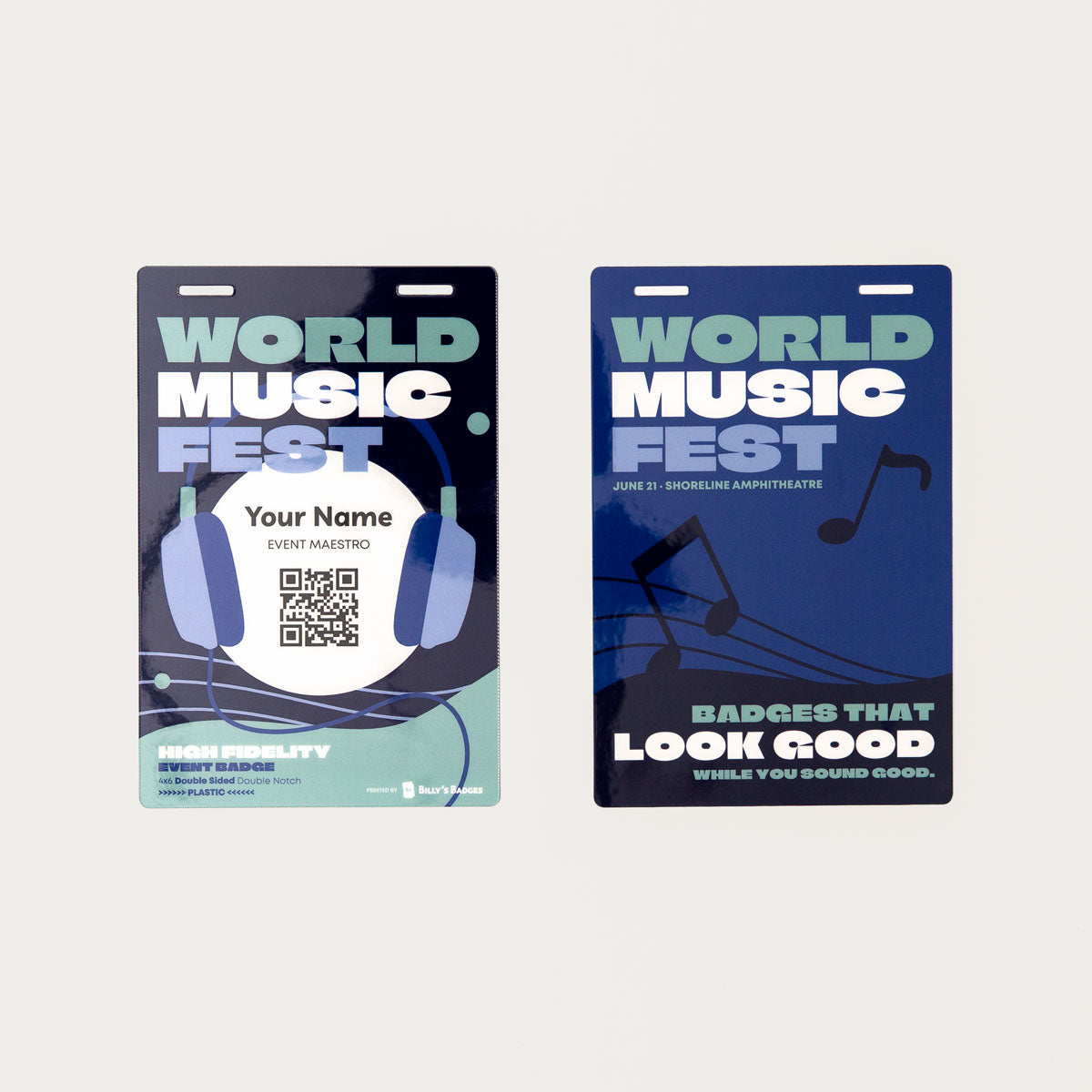 Elevate your brand with our 4x6 double-sided custom plastic name badges. Crafted from premium materials, these personalized event badges offer durability and bring your designs to life with stunning detail and clarity.