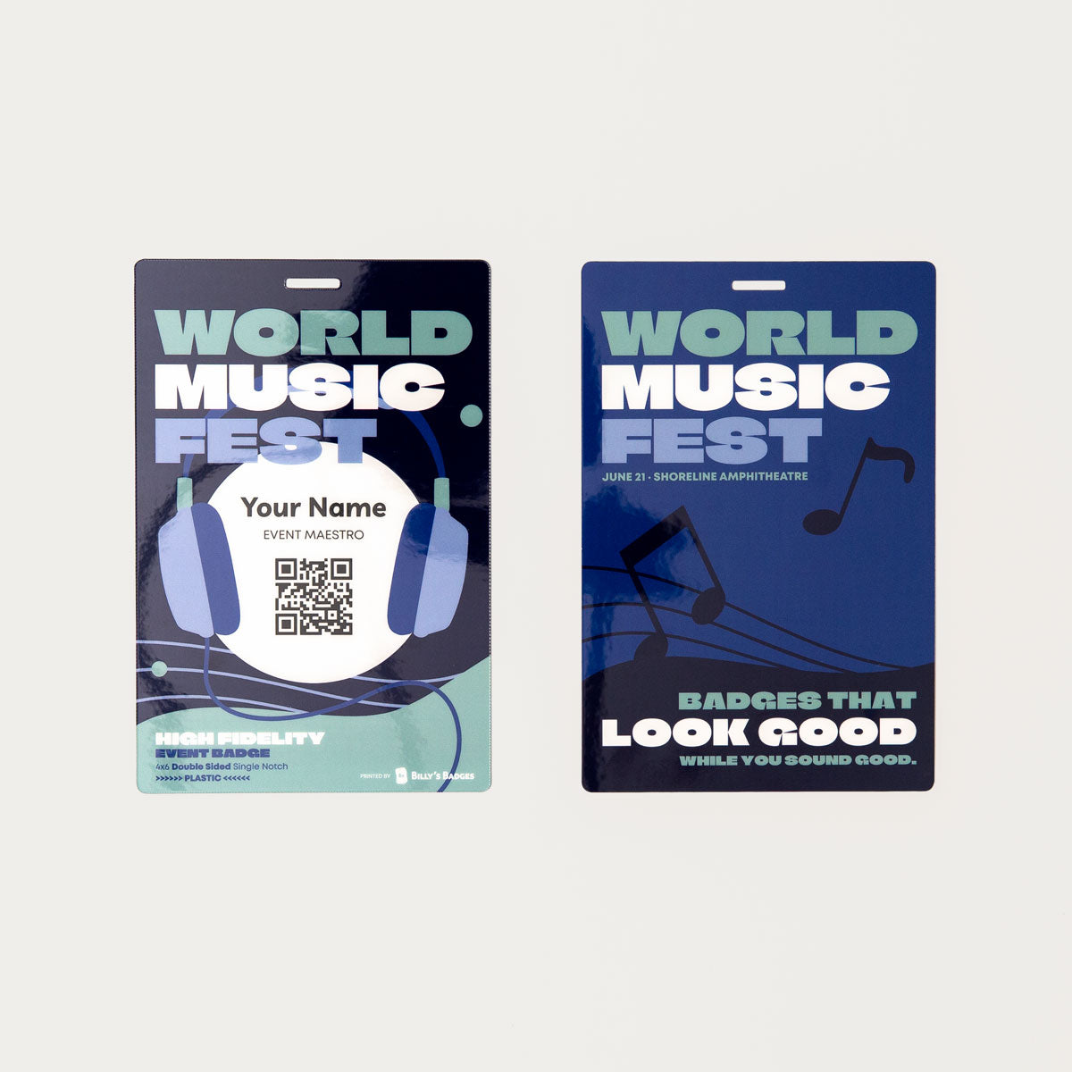 Elevate your brand with our 4x6 double-sided custom plastic name badges. Crafted from premium materials, these personalized event badges offer durability and bring your designs to life with stunning detail and clarity.