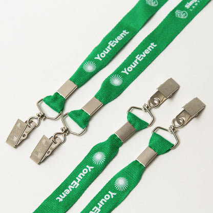 Elevate your brand with eco-friendly personalized conference lanyards. Crafted from bamboo, these sustainable event lanyards feature a double clip attachment showcasing your designs with stunning detail and clarity.