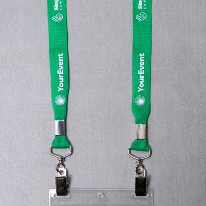 Elevate your brand with eco-friendly personalized conference lanyards. Crafted from bamboo, these sustainable event lanyards feature a double clip attachment showcasing your designs with stunning detail and clarity.