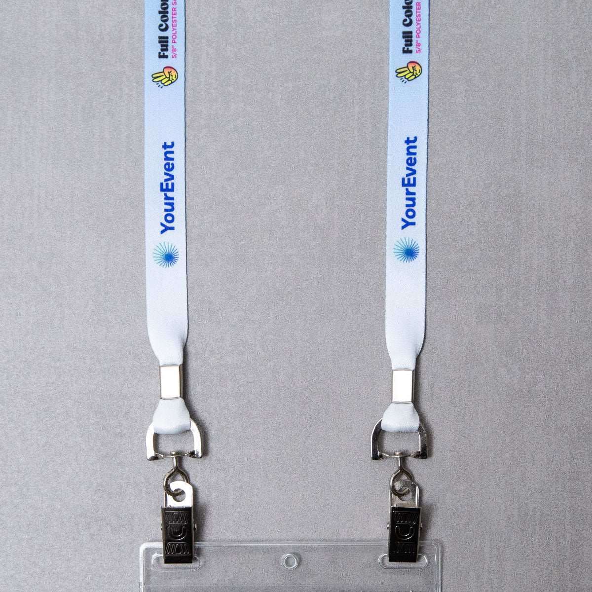 Elevate your brand with our custom badge lanyards. Crafted from premium polyester satin material, our double bulldog conference lanyards offer durability and bring your designs to life with stunning detail and clarity. Eco-friendly options available.